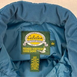 Cabela's Premier Women’s Large Goose Down Fleece Lined Puffer Vest Blue 650 Fill